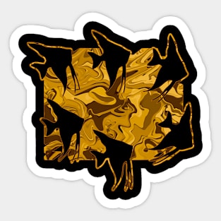 Currents Liquid Abstract Gold Angelfish Silhouette Sticker